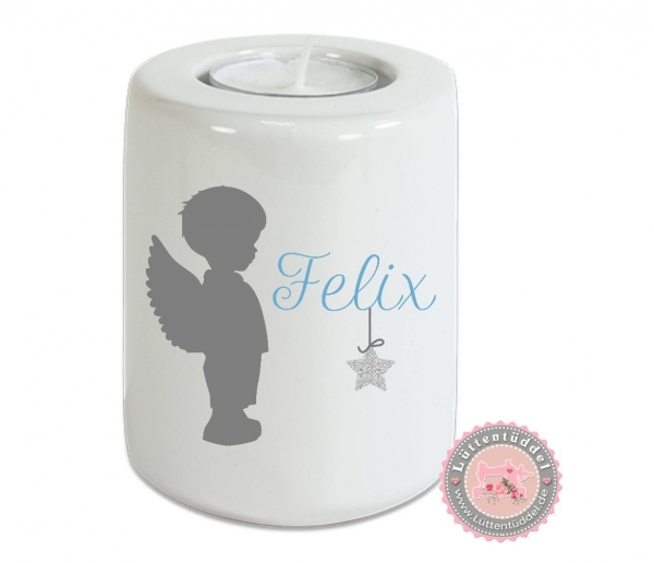 Erinnerungslicht Gedenklicht Engel Mädchen oder Junge Teelichthalter Teelicht Kerze Kerzenlicht Grablicht Kerze Allerheiligen Sternenkind Lüttentüddel®